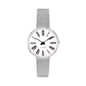 Arne Jacobsen Uhr - Römisch - Ø30 mm - Stahl & Stahlnetzarmband